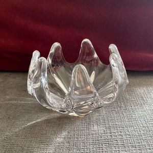 Vintage Vannes Crystal France Le Chatel Fingers Freeform Art Glass Bowl Signed